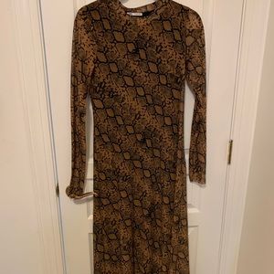 Zara chiffon snakeskin printed midi dress